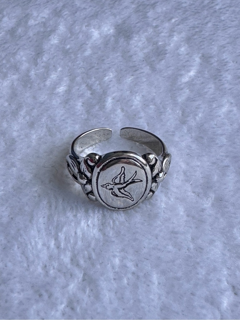 Sterling-Style Silver Swallow Adjustable Ring